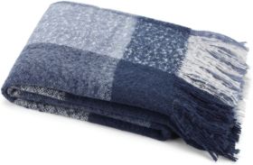 Closeout! Nautica 50" x 60" Large Plaid Faux Fur Throw Bedding