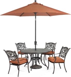 Chateau Outdoor Cast Aluminum 5-Pc. Set (48" Round Dining Table and 4 Dining Chairs), Created for Macy's