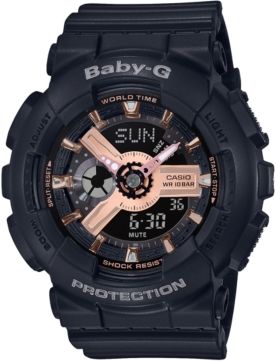 Baby-g Women's Analog-Digital Black Resin Strap Watch 43.4mm