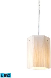 Modern Organics-1-Light Pendant in White Sawgrass Material in Polished Chrome - Led Offering Up To 800 Lumens