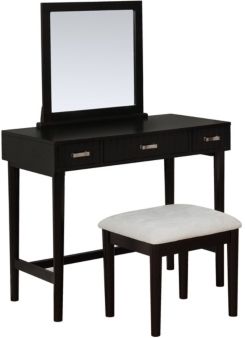 Garbo Black Vanity Set with Bench and Mirror