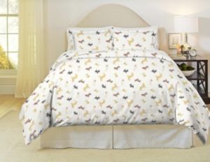 Winter Dogs Print Heavy Weight Cotton Flannel Duvet Set King Cal King Bedding