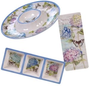 Hydrangea Garden Melamine 3-Pc. Hostess Set