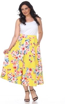Plus Floral Print Tasmin Flare Midi Skirts