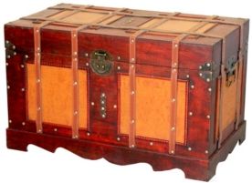 Large Antique Style Steamer Trunk, Decorative Storage Box