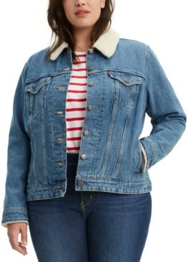 Plus Size Fleece-Lined Denim Jacket