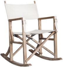 Folding Wooden Rocking Chair with Linen Seat