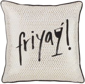 Cotton Friyay Design Throw Pillow, 18" x 18"