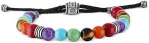 Multi-Color Beaded Bolo Bracelet in Sterling Silver