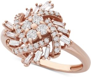 Diamond Baguette Cluster Statement Ring (1/2 ct. t.w.) in 10k Rose Gold