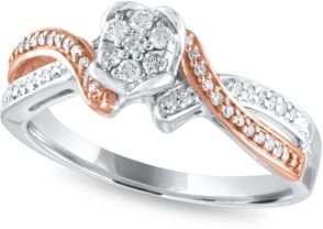 Diamond 1/5 ct. t.w. Ring in Sterling Silver and 10K Rose Gold