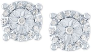 Diamond Halo Stud Earrings (1/10 ct. t.w.) in Sterling Silver