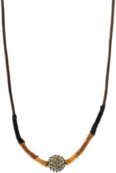 T.r.u. by 1928 14 K Gold Dipped Black Diamond Color Fireball Linen Wrapped Necklace