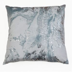 22x22 Myles Foil Printed Velvet Pillow in Blue