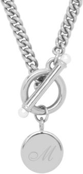 Stella Imitation Pearl Initial Toggle Necklace