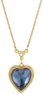 2028 Women's 14K Gold Dipped Blue Glass Heart Necklace
