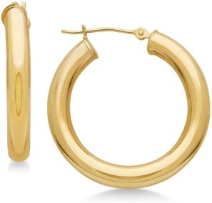 Polished Tube Hoop Earrings in 14k Gold