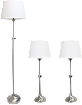 Elegant Designs Brushed Nickel Adjustable 3 Pack Lamp Set (2 Table Lamps, 1 Floor Lamp)