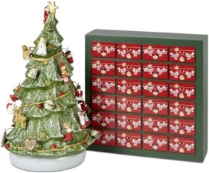 Closeout! Villeroy & Boch Christmas Toys Memory Advent Calendar 3D Tree with Ornaments & Storage Box