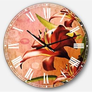 Flowers Oversized Round Metal Wall Clock