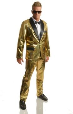 Disco Ball Gold Tuxedo Set With Pants