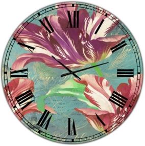 Vintage-Inspired Tulips in Paris Oversized Cottage Wall Clock - 36" x 28" x 1"