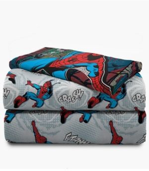 Spiderman Jump Kick 3-Piece Twin Sheet Set Bedding