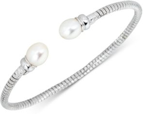 Cultured Freshwater Pearl (7-1/4mm) Tubogas Cuff Bracelet