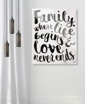 Family - Where Life Beings in Black 24" x 36" Acrylic Wall Art Print