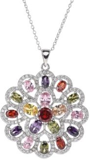 Silver-Tone Multicolored Pendant Charm Necklace