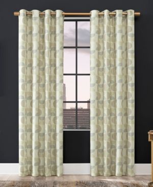 Drake Mid-Century Geometric Semi-Sheer Grommet Curtain Panel, 84" x 50"