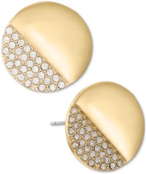 Gold-Tone Pave Sliced Disc Stud Earrings, Created for Macy's