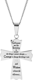 Serenity Prayer Cross Pendant Necklace