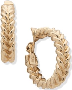 Gold-Tone Medium Braided Clip-On Hoop Earrings, 1.1"