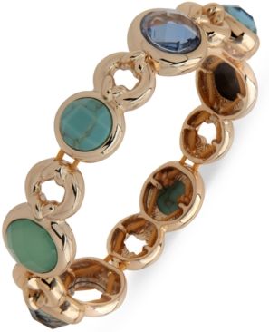 Gold-Tone Circle, Stone & Abalone Stretch Bracelet