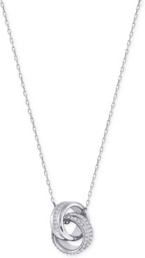 Double Ring Pave Pendant Necklace