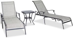 Vintage Ii Outdoor Cast Aluminum 3-Pc. Chaise Set (2 Sling Chaise Lounges & 1 End Table), Created for Macy's