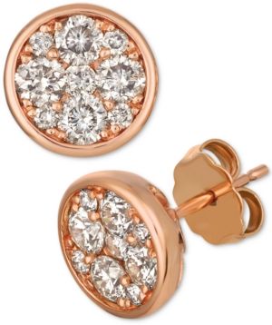 Strawberry & Nude Diamond Cluster Stud Earrings (1 ct t.w.)