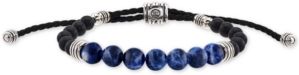 Sodalite (8mm) & Onyx (6mm) Corded Bolo Bracelet in Sterling Silver, Created for Macy's