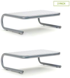 Metal Monitor Stand, 2-Pack, Silver