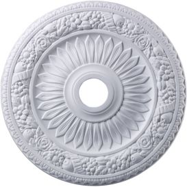 Floral Wreath Medallion 24" In White Finish