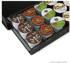 36 Capacity K-Cup Single Serve Coffee Pod Storage Drawer with Flower Pattern Metal Mesh