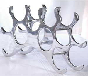 Kindwer 9 Bottle Polished Aluminum Wine Rack