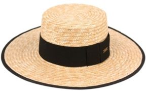 Angela & William Braid Natural Straw Women's Boater Hat with Black Band