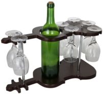 Guitar Shaped Bottle and Glasses Holder