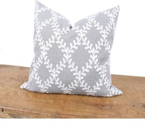 Piluki Leaf Crewel Embroidered Pillow with Feather Insert