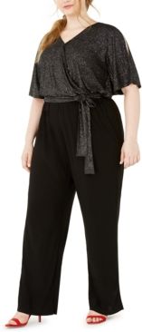 Plus Size Sparkle Tie-Waist Jumpsuit