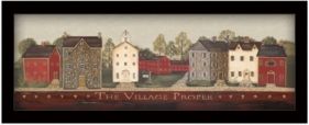 The Village Proper By Pam Britton, Printed Wall Art, Ready to hang, Black Frame, 20" x 8"