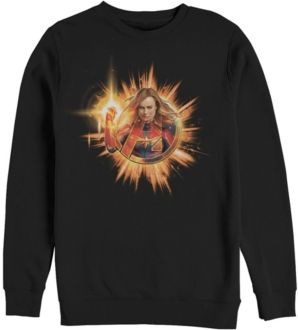 Captain Marvel Fire Burst Chest Logo, Crewneck Fleece