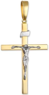Two-Tone Crucifix Pendant in 14k Gold & White Gold